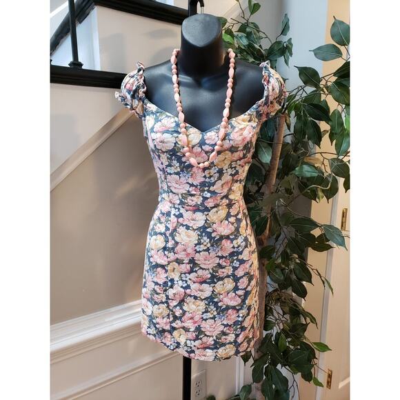 Abercrombie & Fitch Corset Mini Dress Women M Multi Floral Off Shoulder Back Zip - Picture 2 of 12